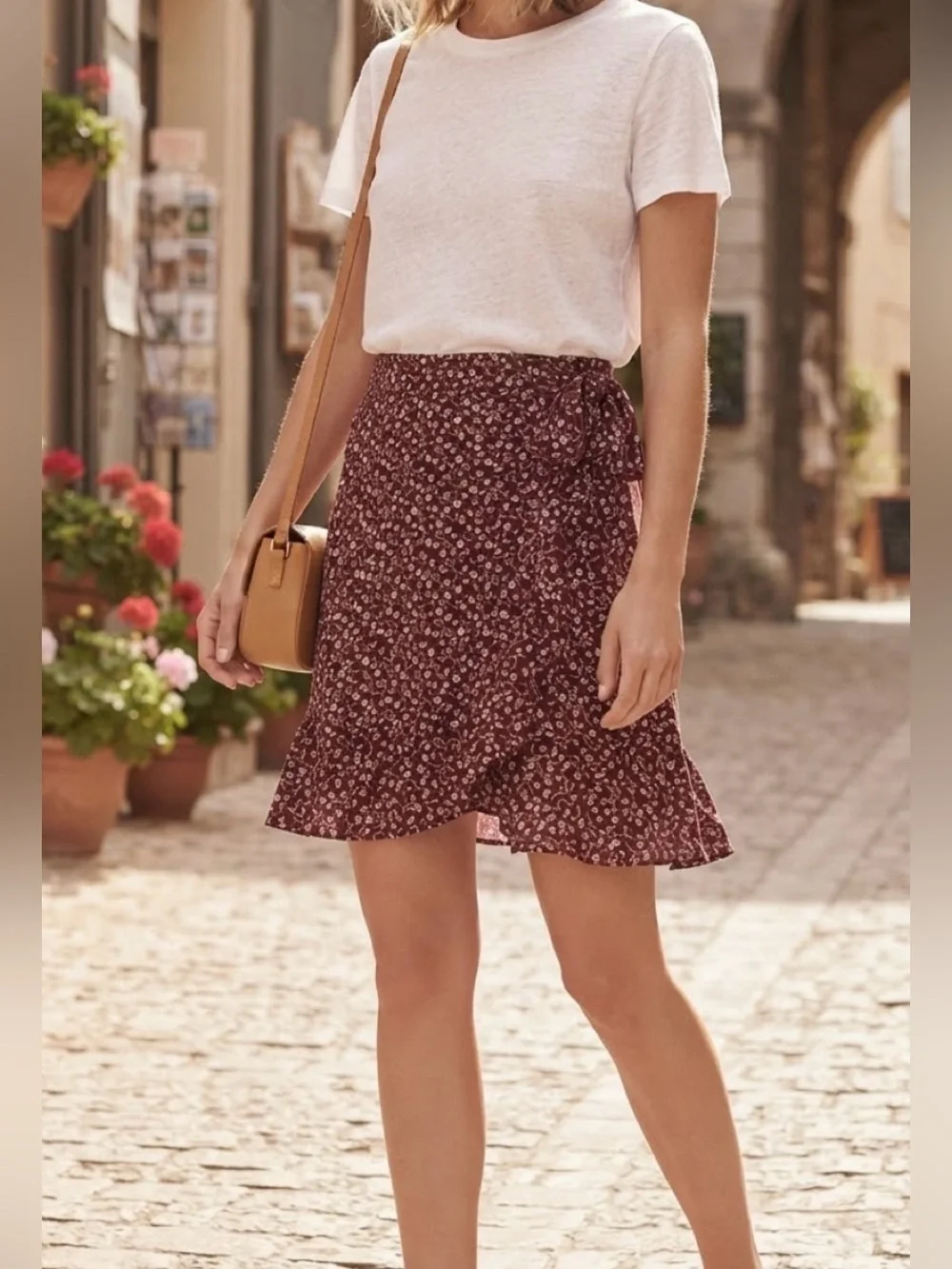 Hollister Women’s Floral Wrap Skirt - Burgundy